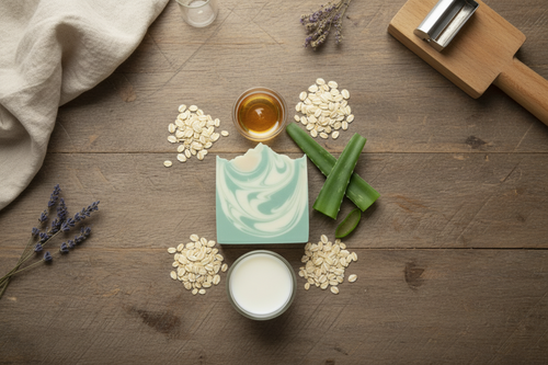 Aloe & Milk Glow Bar with Ingredients