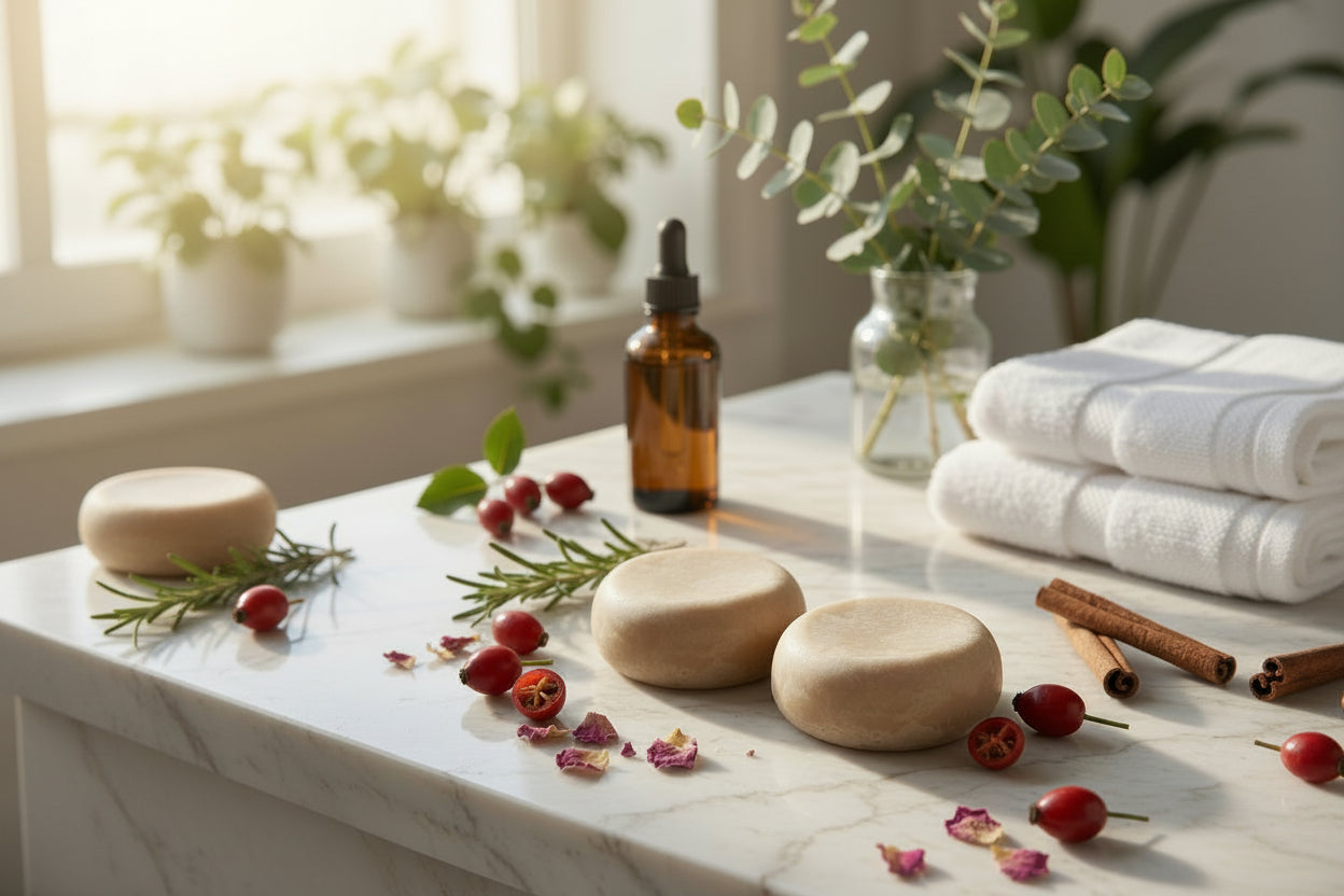 Handcrafted Rosehip Facial Soap bar with natural botanical ingredients for radiant skin